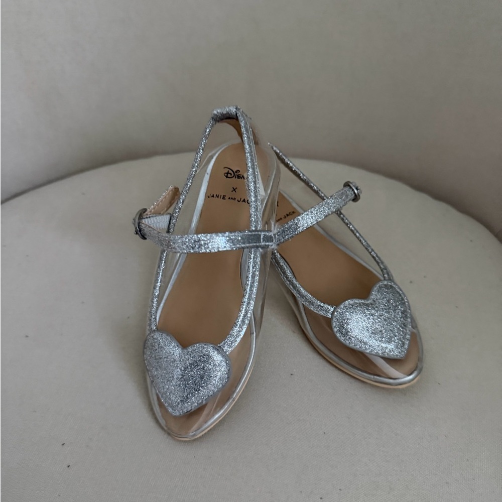 Disney Silver Glitter Heart T-Strap Sandals